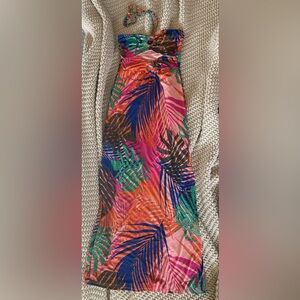 Tropical Halter Maxi Dress